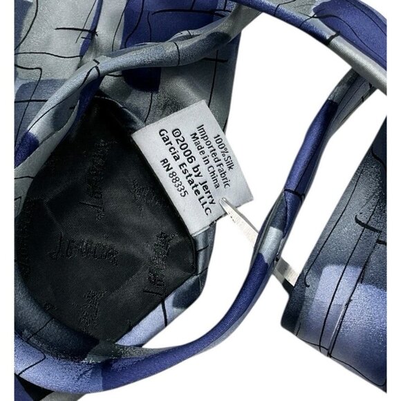 NEW J. GARCIA Men's 100% Silk Necktie DESIGNER Tie Blue Gray Art W:3.2" - Picture 4 of 5